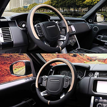 Breathable Car Steering Wheel Cover 16 inch Auto Universal Leather Wrap Non