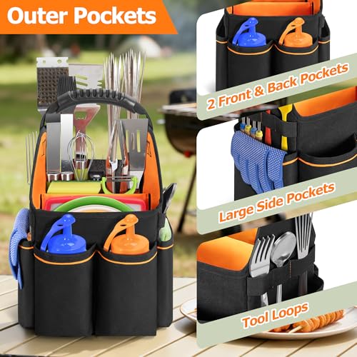 Grill Utensil Storage Bag with Divider & Boards & Pockets & Handle