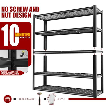 48" W Metal Garage Shelving 5 Tier Storage Shelves Heavy Duty 3030LBS