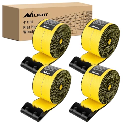 Truck Straps 4" x 30' Heavy Duty Tie Down with Flat Hooks (4 Count)