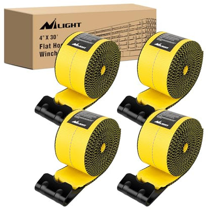 Truck Straps 4" x 30' Heavy Duty Tie Down with Flat Hooks (4 Count)
