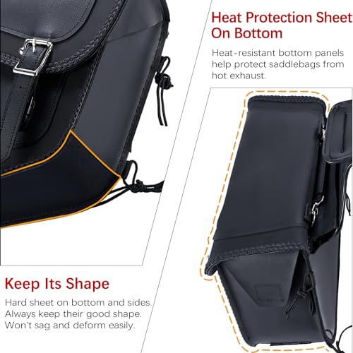 Naked Cowhide Leather Motorcycle Saddle Bags Studded Throw Over Saddlebags (2 Count)