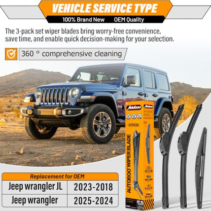 Windshield Wiper Blade Replacement for Jeep Wrangler JL 2018