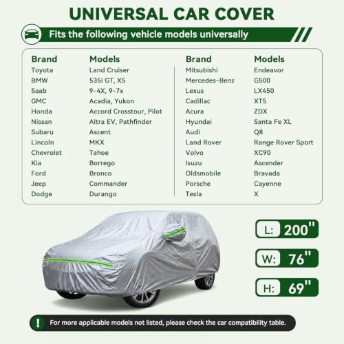 6 Layers Premium SUV Car Cover Waterproof All Weather Weatherproof UV Sun Protection Snow Dust Storm Resistant Outdoor Exterior Custom Form