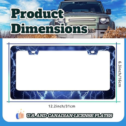 Blue Lightning License Plate Frame Funny Thunder License Plate Holder