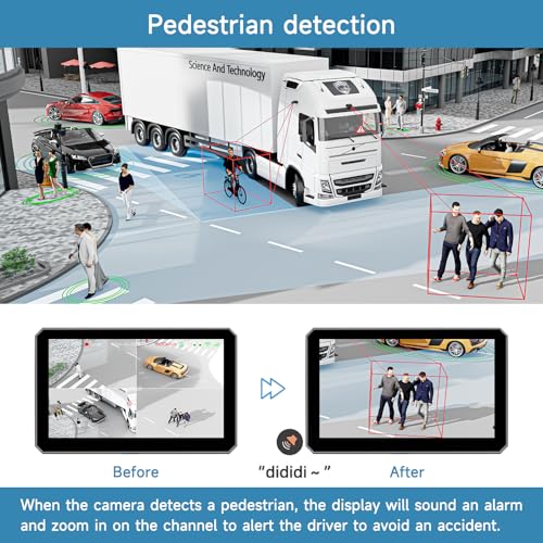 6CH AI WiFi GPS Sentry Mode RV Backup Camera System 10.1" Touch Screen Monitor with 4 1080P Rear Side View Camera