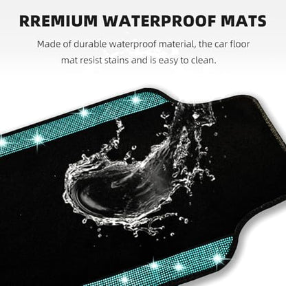 Bling Car Floor Mats Full Set and Steering Wheel Cover
