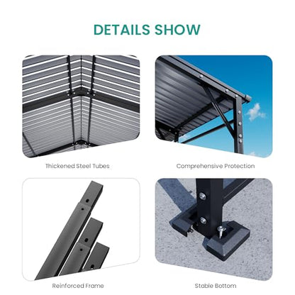 10 x 20 ft Metal Carport with Galvanized Steel Roof