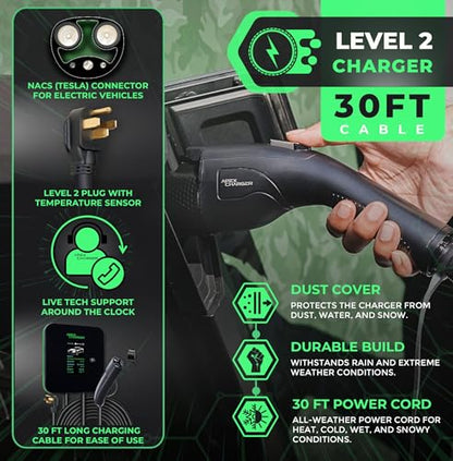 MACH 2. NACS Tesla Connector. Fast Level 2 EV Charger 48 amp Garage