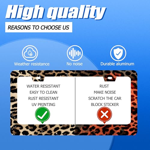 Leopard License Plate Frame Stainless Steel Car Accessories 12.3" x 6.3"