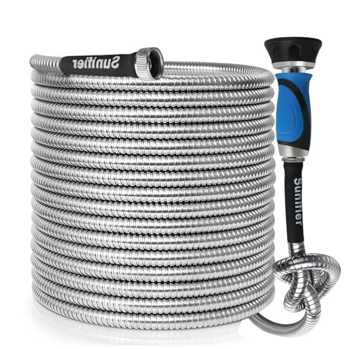 Metal Garden Hose 30 Ft Flexible Stainless Steel Water Hose 25 Ft 50 Ft With Hose Nozzle