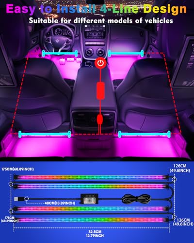 Car Led Strip Lights (4 Count)