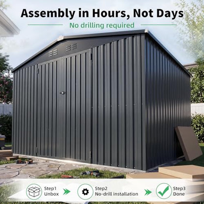 8' x 10' Waterproof Metal Outdoor Storage Shed