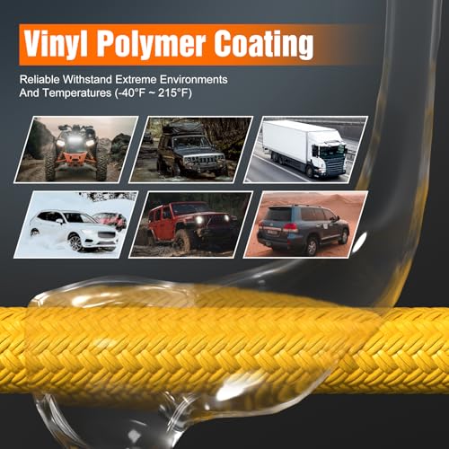 1" x20ft Kinetic Recovery Rope 33K lbs with 2 Soft Shackles Yellow