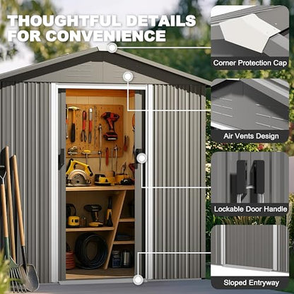 6 x 4 FT Outdoor Storage Shed with Sliding Doors