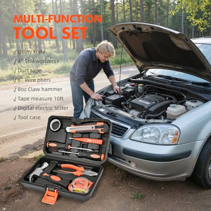 Car Emergency Kit with Portable Air Compressor (112 Count)
