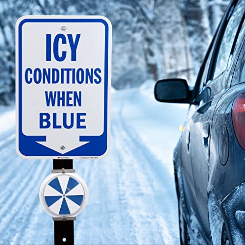 Icy Conditions When Blue Sign with Down Arrow