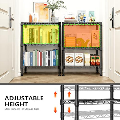 750 lbs 3 Tier Shelf Metal Storage Shelves Wire Rack Closet Organizers with PP Board for Garage Kitchen Bathroom Laundry Black 11.8" D x 21.7" W x 28.6" H (3 Count)