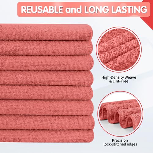 Red Microfiber Cleaning Cloth (8 Count)