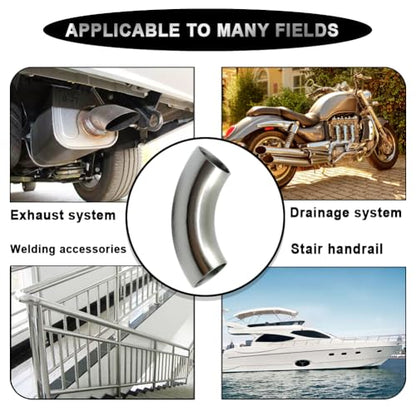 OD 1 Inch 90 Degree Stainless Steel Bend Tube 1” Exhaust Elbow Pipe for Car Modified Exhaust System 1" Piping Silver Tone