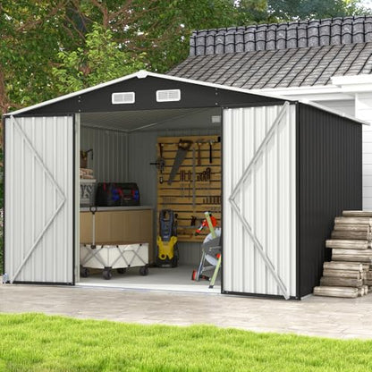 10 x 8FT Outdoor Storage Shed with Double Hinged Large Door