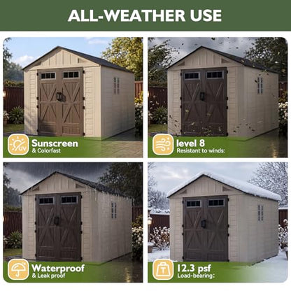 8x10 Ft Outdoor Storage Shed with Floor