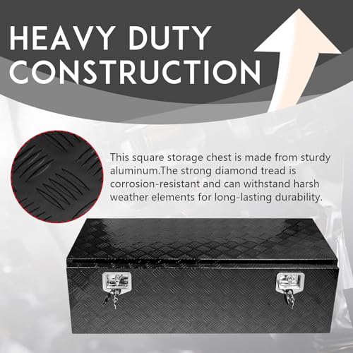48 * 18 * 18 Aluminum Heavy Duty Diamond Plate ToolBox Chest Box Pick Up Truck Bed RV Trailer Toolbox Storage Organizer with T