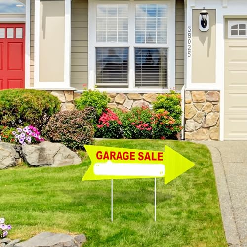 12 Pcs Garage Sale Signs with Stakes Double Sided (12 Count)