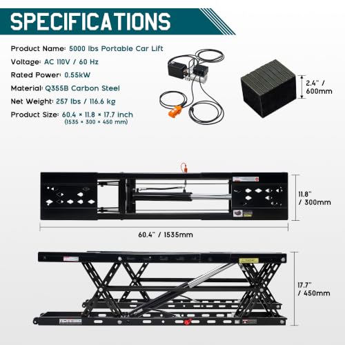 7000 lb Portable Car Lift for Home Garage