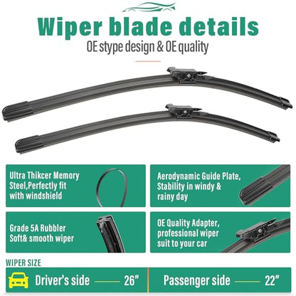 Windshield Wiper Blades Replacement for Ford Explorer 2011