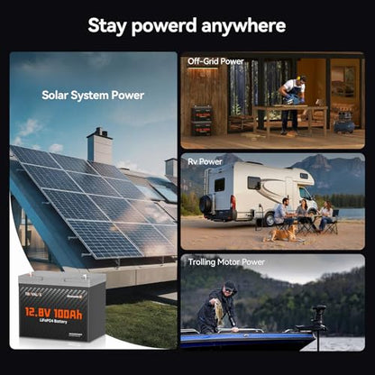 12V 100Ah LiFePO4 Lithium Battery with Bluetooth