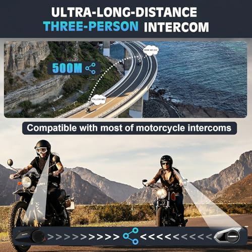 Motorcycle Helmet Headset 3 Riders Communication System S2 Intercom with Music Sharing