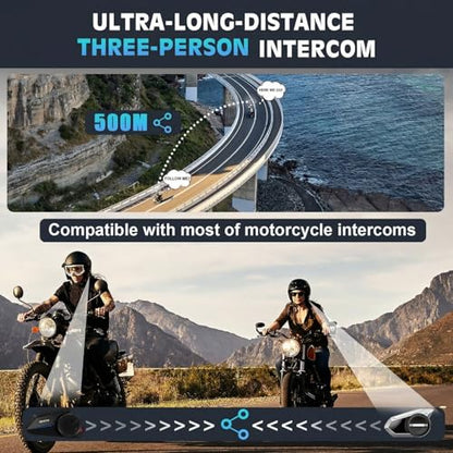 Motorcycle Helmet Headset 3 Riders Communication System S2 Intercom with Music Sharing
