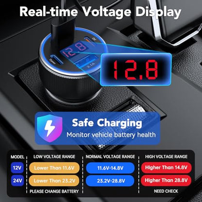 4 Port USB C Car Charger 78W PD Fast Charging 3