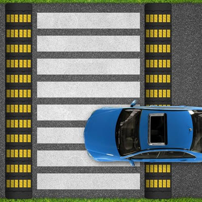 35" inch Width Speed Humps Rubber Speed Bumps for Saftey Combinable High Visibility Durable Ramps