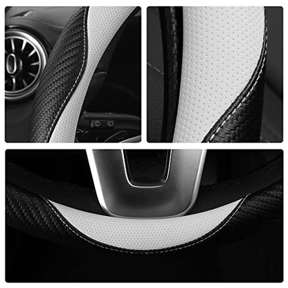 Car Steering Wheel Covers for Women Girl Padded Carbon Fiber PU Leather Cute Cartoon Auto Interior Accessories for Jeep