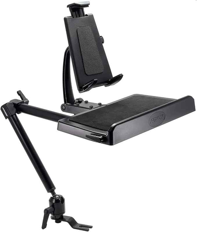 ARKON Mounts -Tablet And Keyboard Tray Combo Car Mount | Tablet Holder For Car | Professional-Grade Durability | Easy Installation | Keyboard Tray | Fits iPad and Samsung Tablets