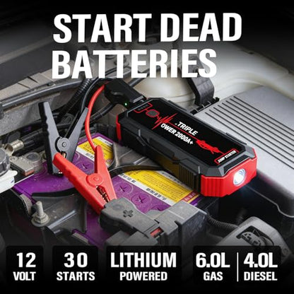 Portable Battery Jumper Starter 2000A Peak 12V Car Jump Starter & Power Booster
