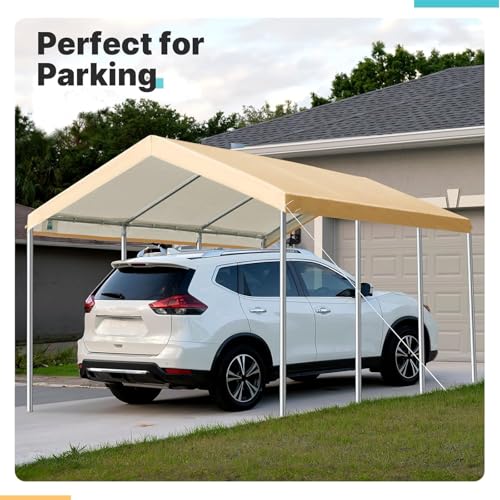 Carport Replacement Canopy Cover for Car Tent Top Garage Shelter Cover Tarp with Ball Bungees