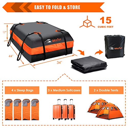 Car Roof Bag Rooftop Cargo Carrier Bag Waterproof 15 Cubic Feet roof Cargo