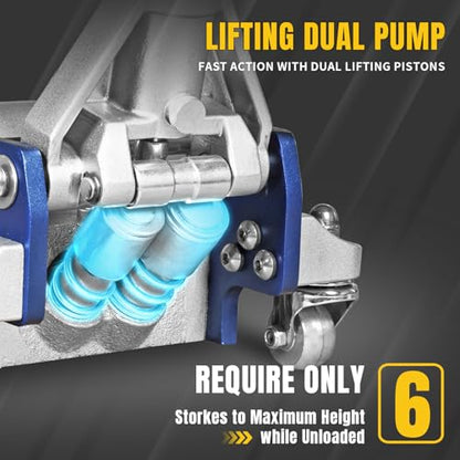 3 Ton Floor Jack Full Aluminum Ultra Lightweight Quick Rise Racing Floor Car Jack with Dual Pump Fast Lifting Low Profile Jack for Vehicle