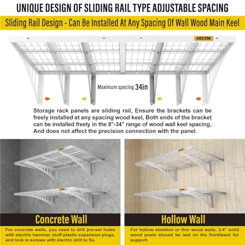 2x3ft 2Pack Wire Shelving Unit Heavy Duty Garage Storage Shelves Wall Mounted White 560lbs Load Capacity（24