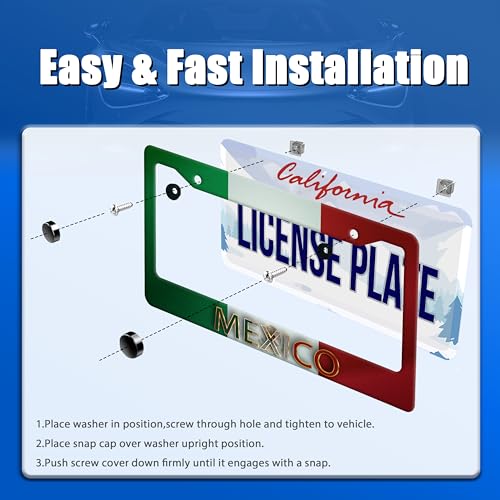 Mexico Flag License Plate Frame Stainless Steel Car Accessory 6.3x12.3Inch