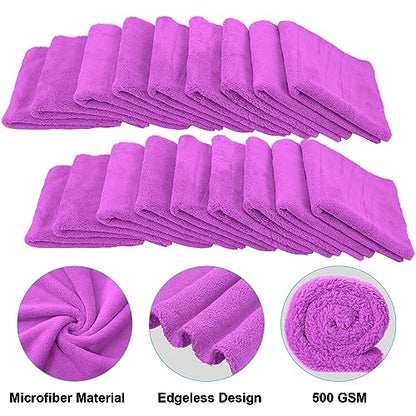 30 Pcs 16 x 16 Inch Edgeless Microfiber Plush Towels for Cars Detailing Drying Wash Polishing Absorbent Cleaning Cloths
