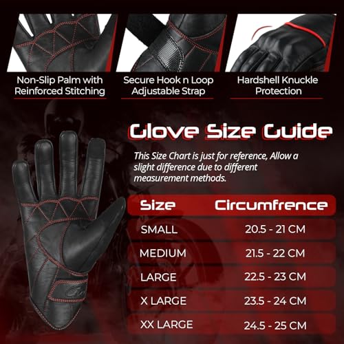 Motorcycle Gloves Men's Leather Motorbike Gloves Touchscreen Function
