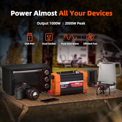 1000Watt Pure Sine Wave Inverter 12V DC to 120V AC