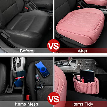 2 Pack Leather Front Car Seat Bottom Covers Pink (2 Count)