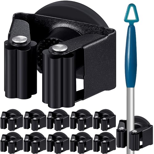 10 Pcs Magnetic Broom Holder Wall Mounted Anti Slip Rack