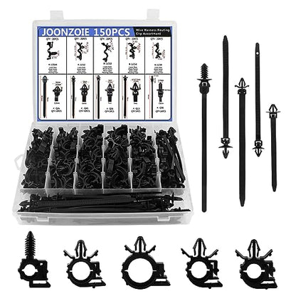 150pcs Wire Loom Clips Car Automotive Harness Routing Clips Assortment Kits (150 Count)