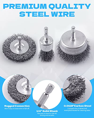 30 Pack Carbon Steel Wire Wheel Brush Cup Brush for Rust Removal (30 Count)